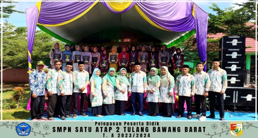 Pelepasan Peserta Didik Kelas 9 SMPN Satu Atap 2 Tulang Bawang Barat Tahun Pelajaran 2023/2024 Berjalan Meriah dan Khidmat